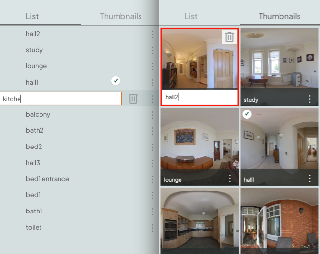 Panorama upload screen